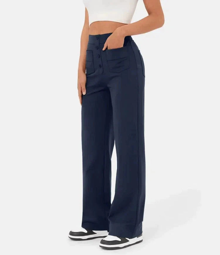 Elastic High Waist Women's Pants - Isabeau