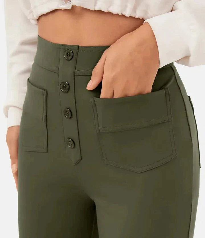 Elastic High Waist Women's Pants - Isabeau