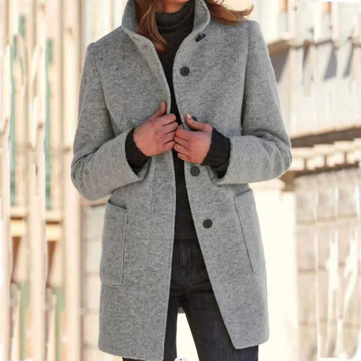 Wool coat with button closure for women - Eva