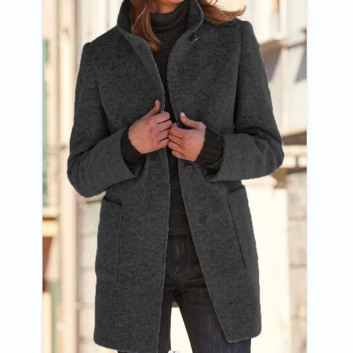Wool coat with button closure for women - Eva