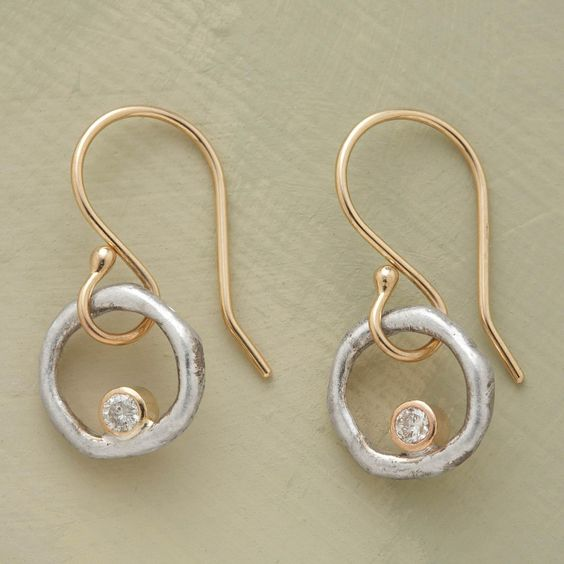 Vintage Gold & Silver Cubic Zirconia Earrings - Seraphina