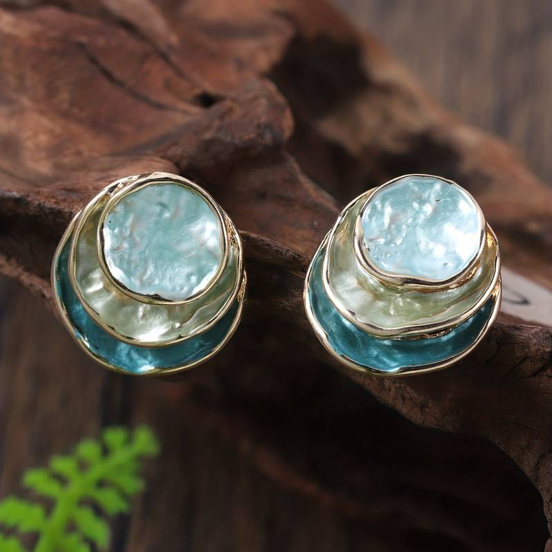 Pendientes redondos vintage de varias capas – Celina