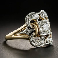 Anillo vintage de circonia dorada - Celestine