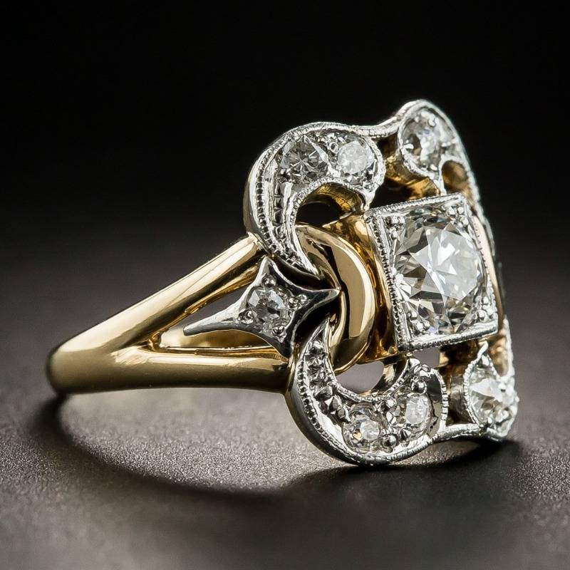 Anillo vintage de circonia dorada - Celestine