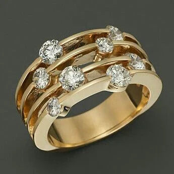 Layered gold ring with zirconia - Aurélie