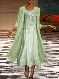 Stylish Floral A-Line Dress with Vest for Women – Miray