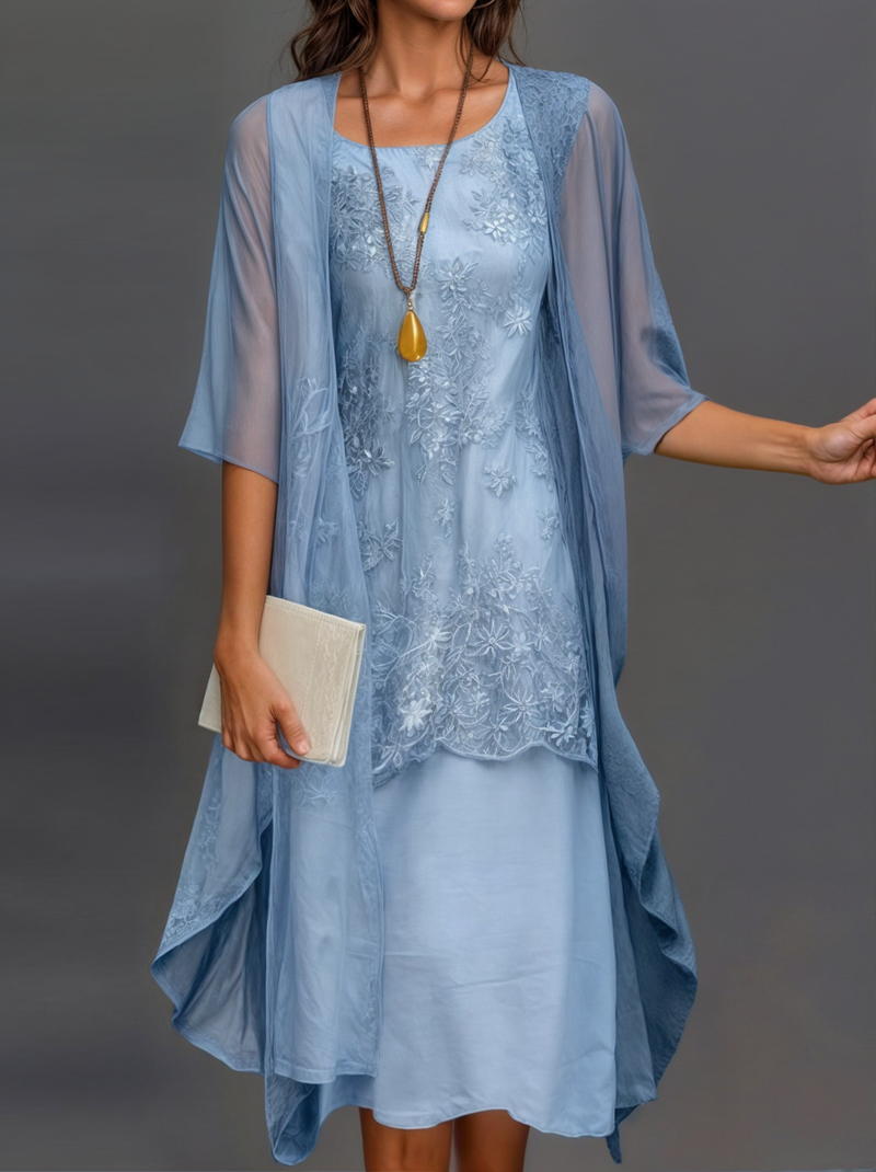 Stylish Floral A-Line Dress with Vest for Women – Miray