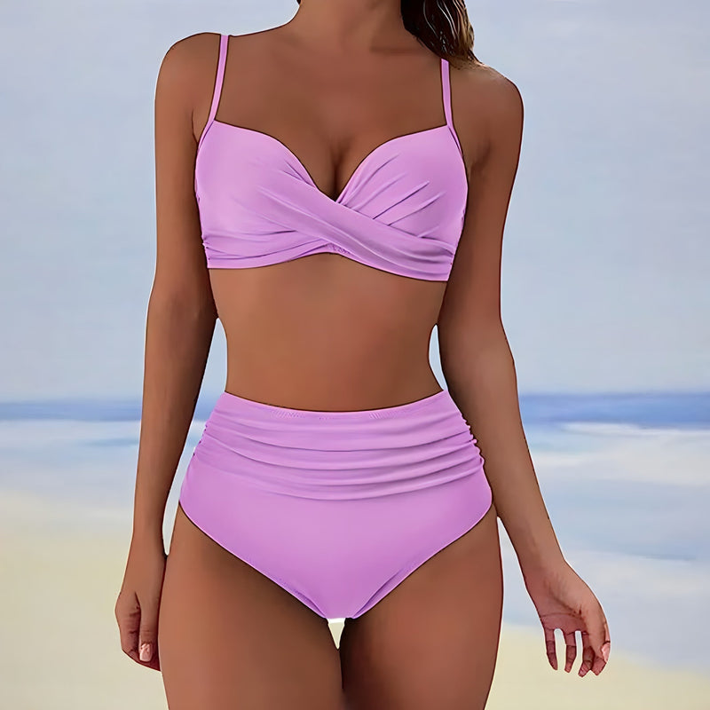Trendy high-waist bikini with comfortable fit – Eula