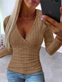 Damen Strickpullover mit V-Ausschnitt und figurbetonter Passform – Zissy
