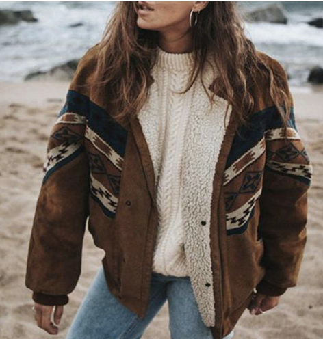 Stilfuld boho-vinterjakke til damer – Elara