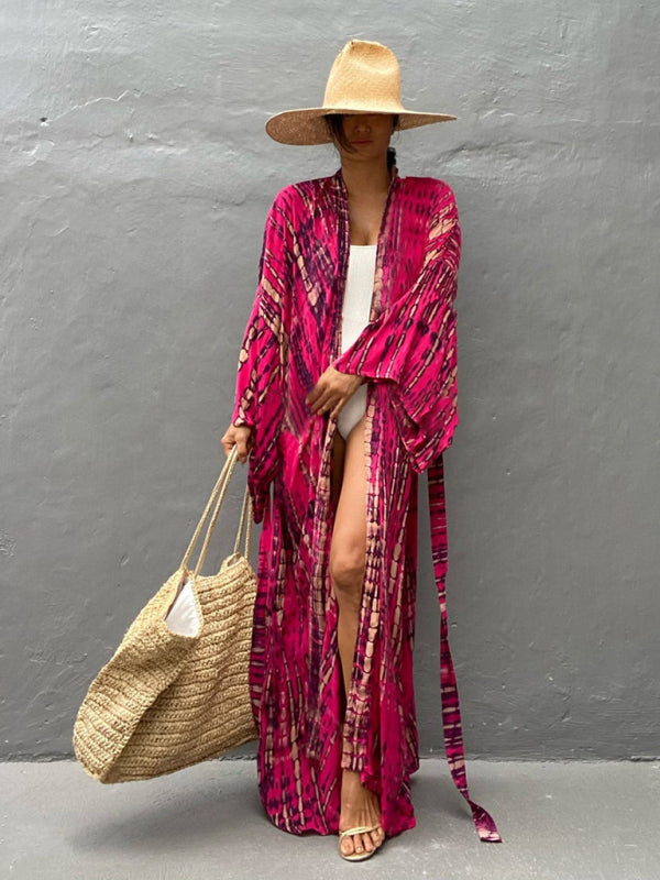 Vævet kimono med bindebælte – Leona
