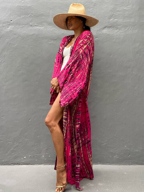 Vævet kimono med bindebælte – Leona