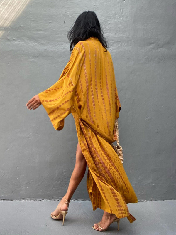 Vævet kimono med bindebælte – Leona