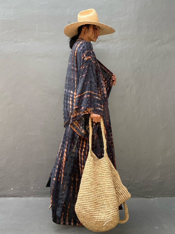 Vævet kimono med bindebælte – Leona