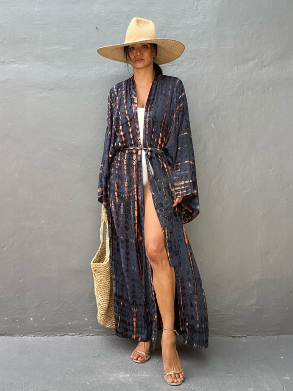 Vævet kimono med bindebælte – Leona