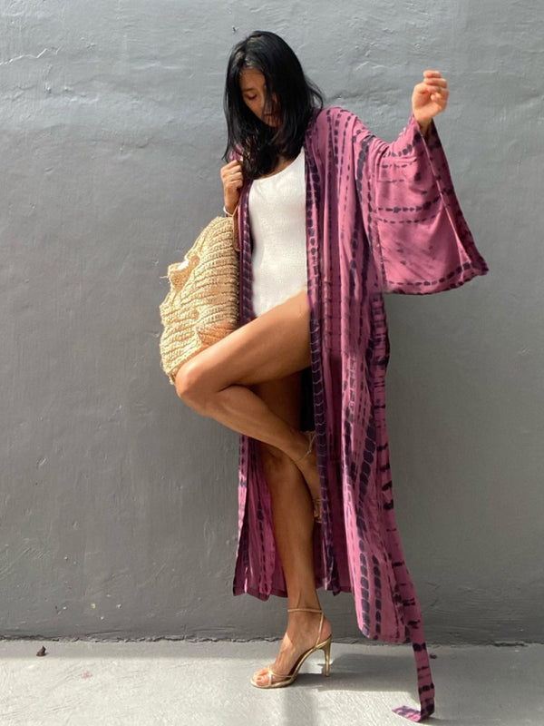 Vævet kimono med bindebælte – Leona
