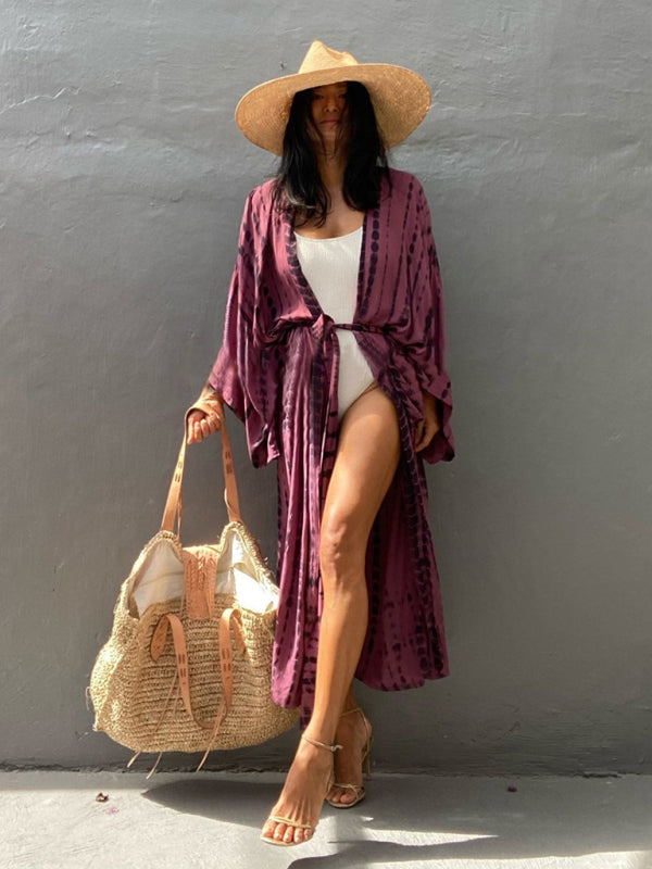 Vævet kimono med bindebælte – Leona