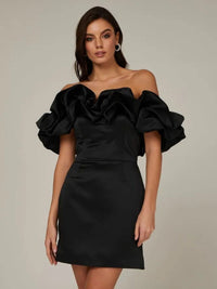 Luxurious Satin Dress with Ruffles - Elise