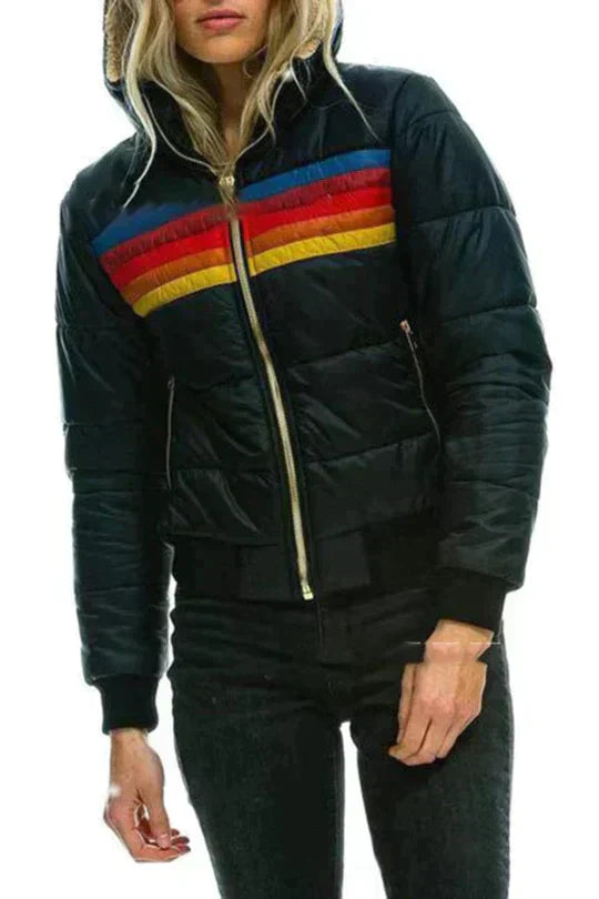 Colorful quilted jacket for women with hood – Ylva