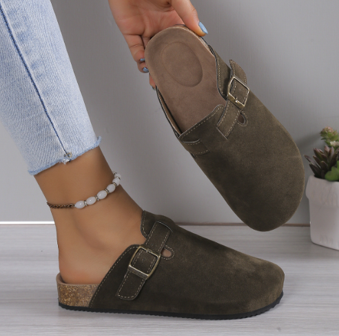Suede Slippers with Adjustable Strap - Summit