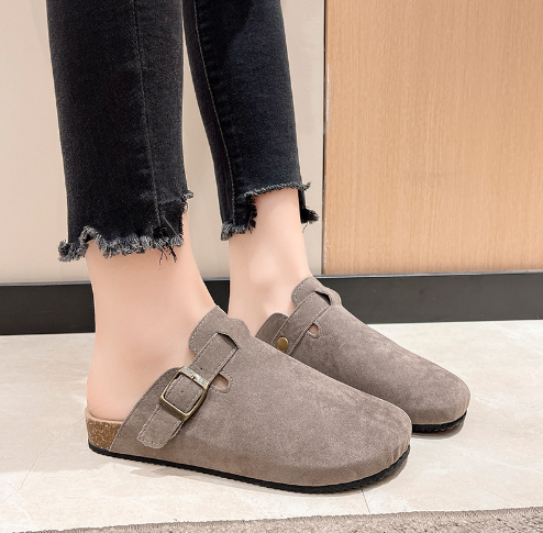 Suede Slippers with Adjustable Strap - Summit