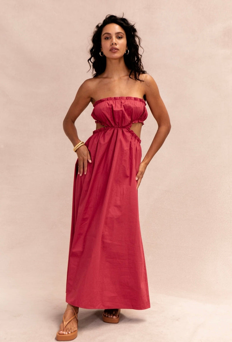 Pink sleeveless Bohemian chic dress with loose fit – Elira