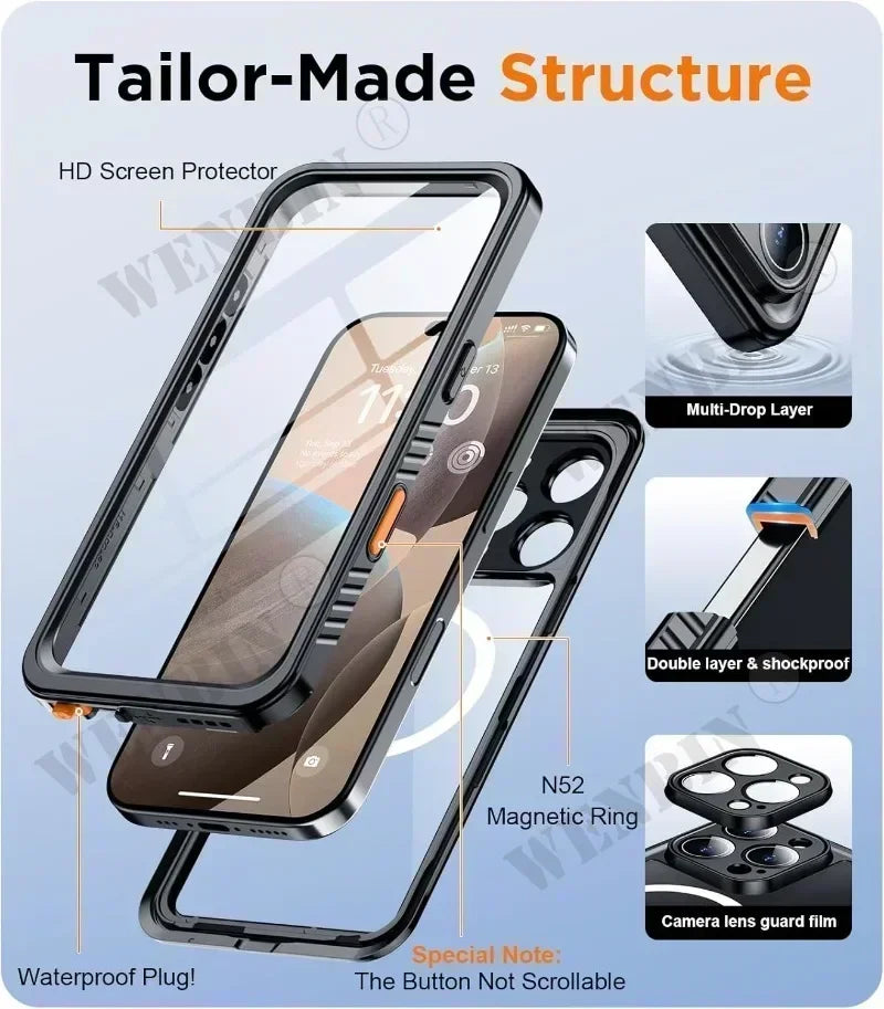 IP68 Waterproof Full-Body Diving Case with Magnetic Fit – 1+1 FREE-For iPhone 13 Pro-State of Style