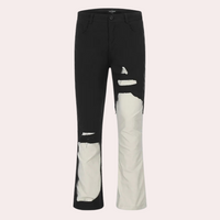 Schwarze Jeans mit weißen Einsätzen, zerrissen, modisch, Unisex, Baumwolle, Streetwear.