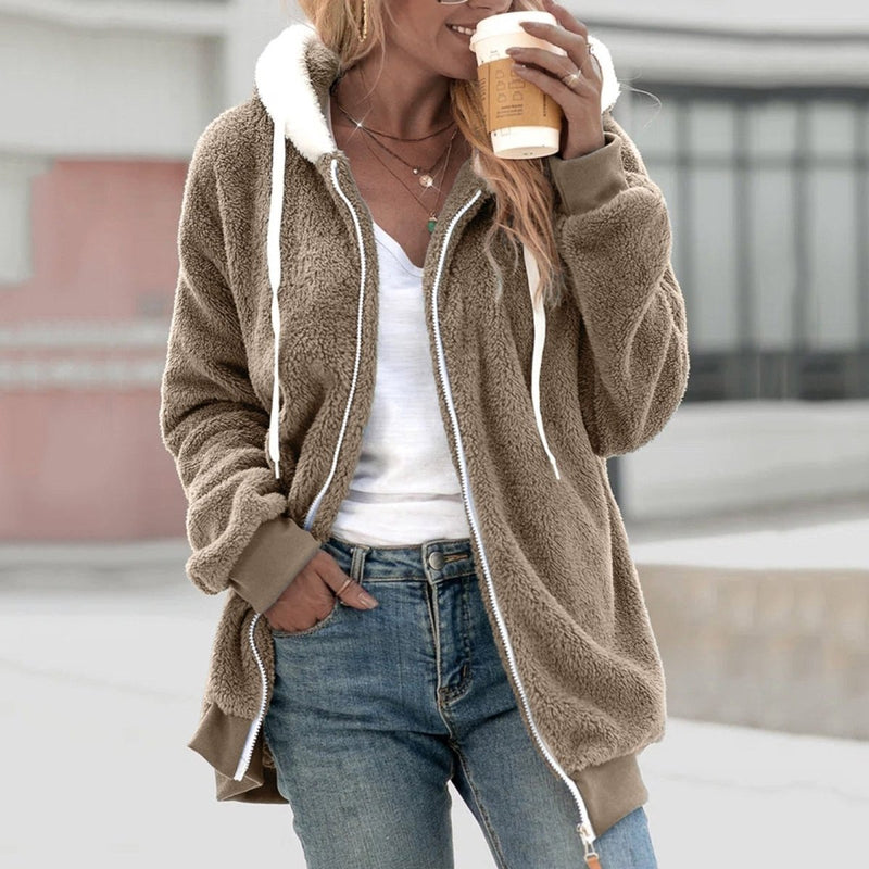 Oversized varm teddyvest med glidelås - Emilia