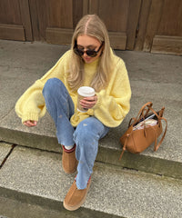Dame stretchjeans med vide ben og hjerteprint - Amelie
