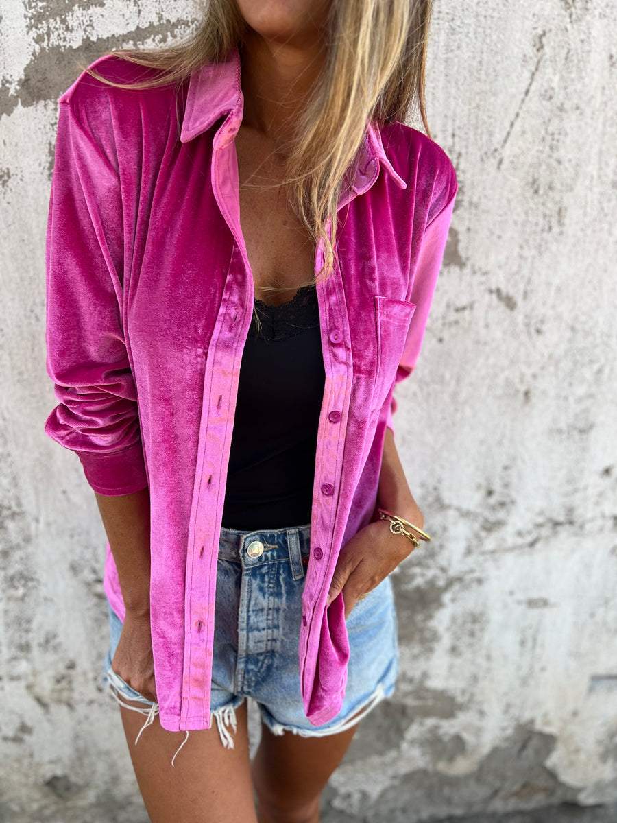 Trendy samtbluse med lange ærmer - Clara