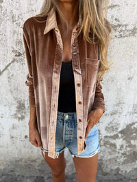 Trendy samtbluse med lange ærmer - Clara