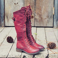 Knee-high leather women's boots with lacing and orthopedic comfort – Soraya