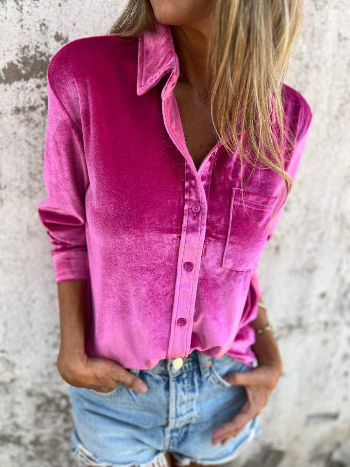 Trendy samtbluse med lange ærmer - Clara