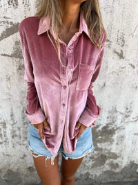 Trendy samtbluse med lange ærmer - Clara