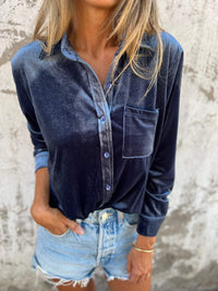 Trendy samtbluse med lange ærmer - Clara