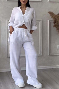 To-delt hør dame sommeroutfit – Alina