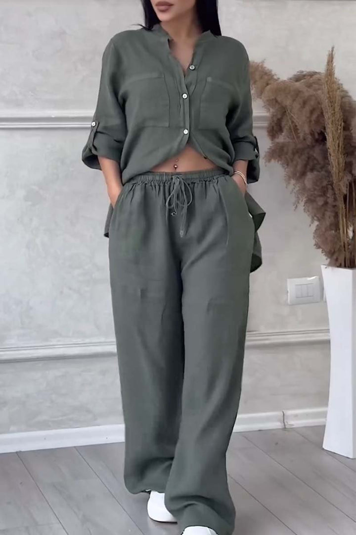 To-delt hør dame sommeroutfit – Alina