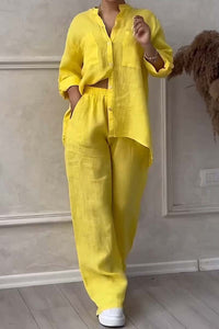 To-delt hør dame sommeroutfit – Alina