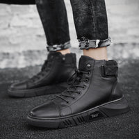 Schwarze Handgemachte Lederstiefel - NoirCraft