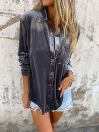 Trendy samtbluse med lange ærmer - Clara