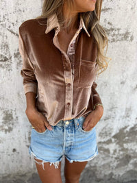 Trendy samtbluse med lange ærmer - Clara