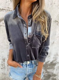 Trendy samtbluse med lange ærmer - Clara