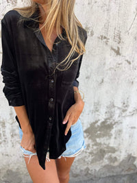 Trendy samtbluse med lange ærmer - Clara