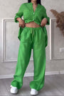 Trendiges Damen Leinen-Zweiteiler Set mit Bluse & weiter Hose – Lina