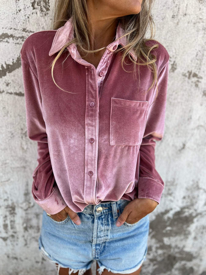 Trendy samtbluse med lange ærmer - Clara