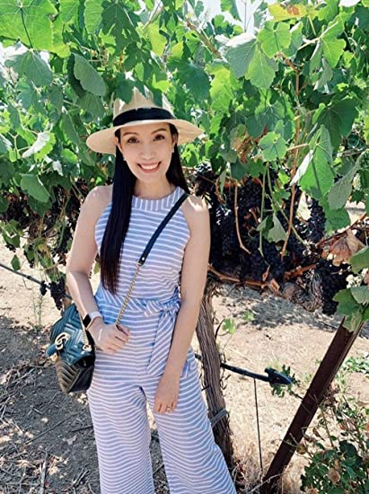 Stripete sommer-jumpsuit for damer med vide ben og V-hals – Alina