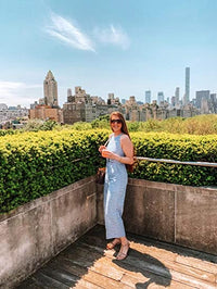 Stripete sommer-jumpsuit for damer med vide ben og V-hals – Alina