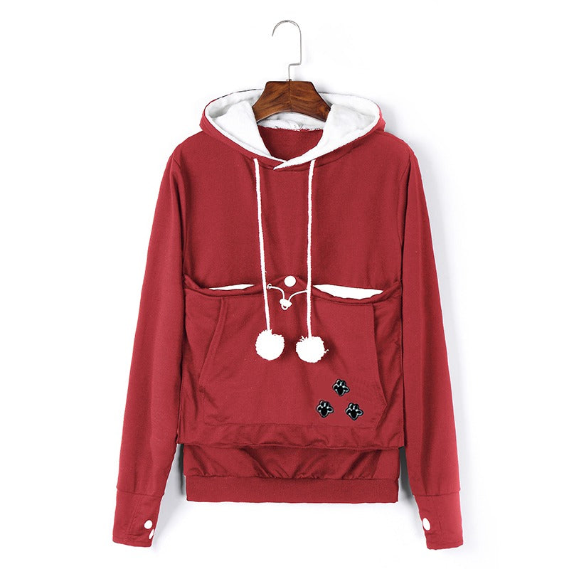 Comfortable Hoodie with Cat Pocket - CozyPurr