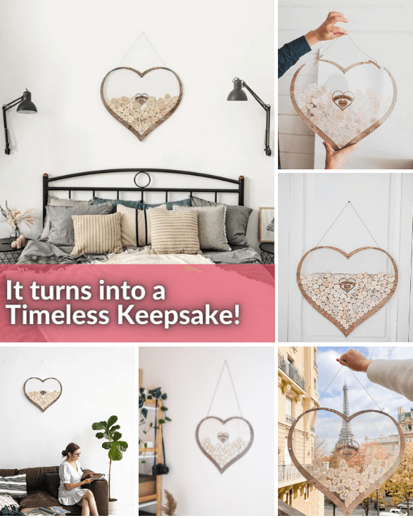 Heart-shaped wooden guestbook – Memoro